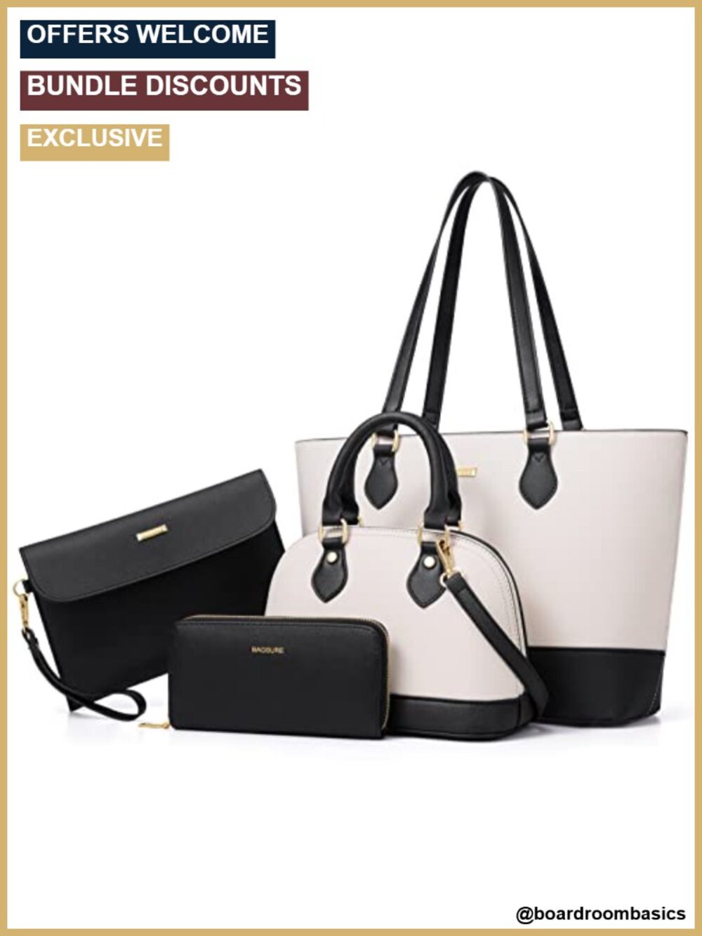 Synthetic Leather 4-Piece Purse Set Tote Crossbody Hobo Bag Wallet
